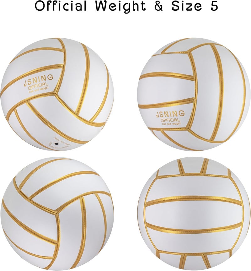 JSNING Golden White Volleyball, Volley lite for Outdoor Indoor Beach Game,Soft Touch,Official Size 5,Gift for Boy Girl Man and Woman - Image 3